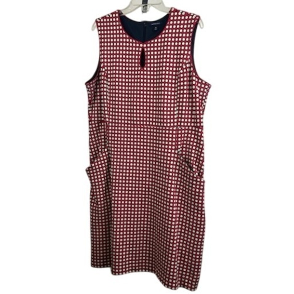 Lands' End Shift Dress Women's Size 18 Polka Dot Sleeveless Pockets‎